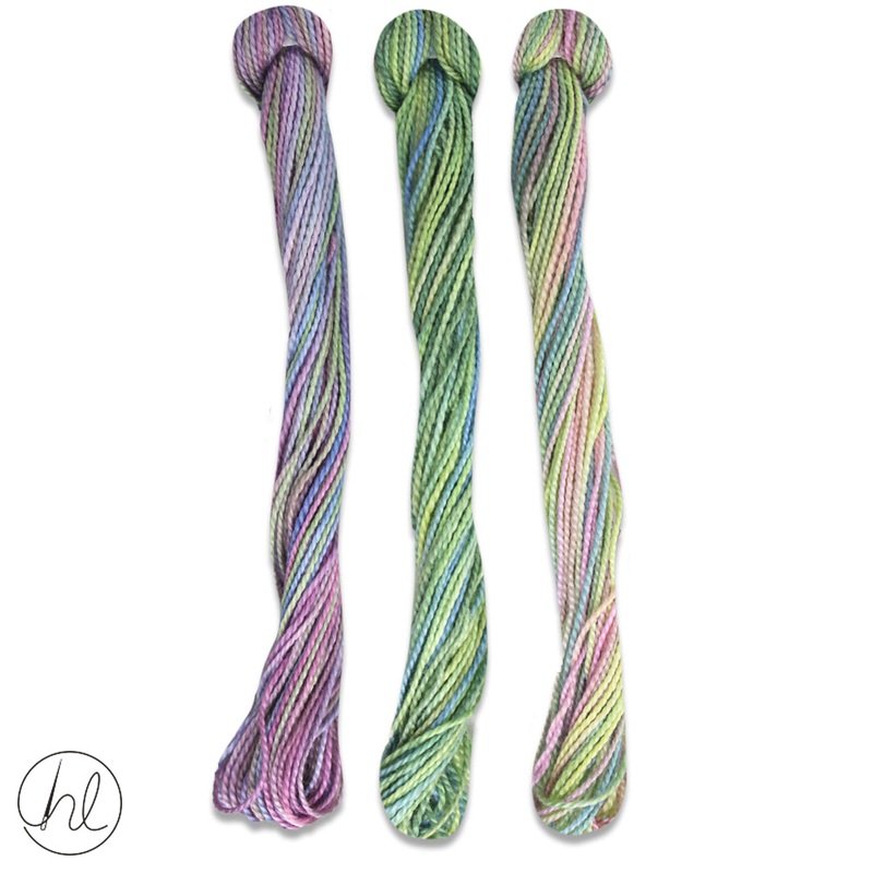 100% COTTON PERLE THREAD 3X9M 39-GRAPES PER SET