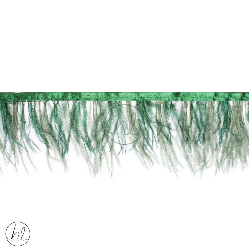 2 TONE FEATHER TRIMMINGS MOSS GREEN PER M