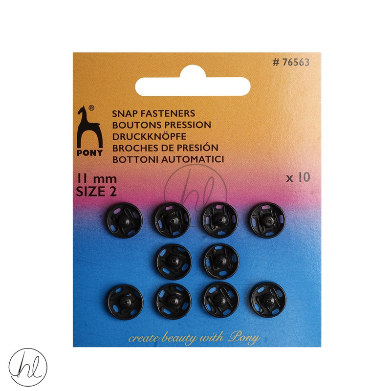 PONY PRESS STUDS 11MM BLACKPPS