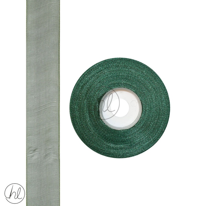 RIBBON ORGANZA BOTTLE GREEN 25MM 20M PER ROLL