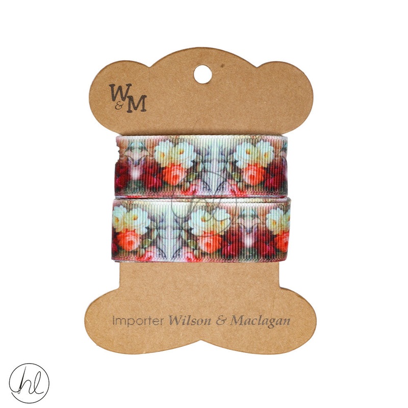 RIBBON ROSES WHITE/RED CB3406 2M PER PACK
