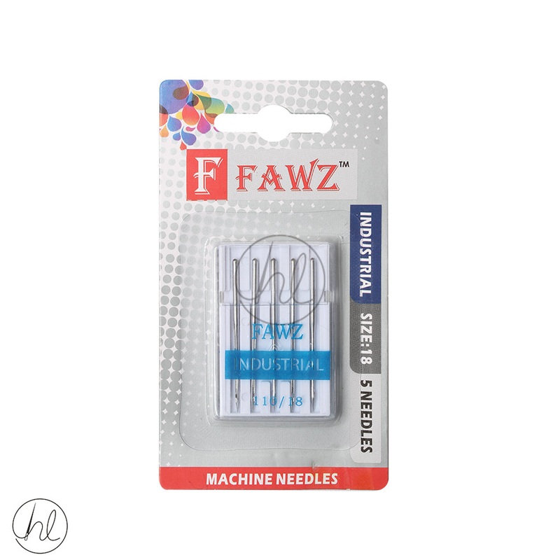 FAWZ INDUSTRIAL ROUND SHANK MACHINE NEEDLES (SIZE 18) 110/18