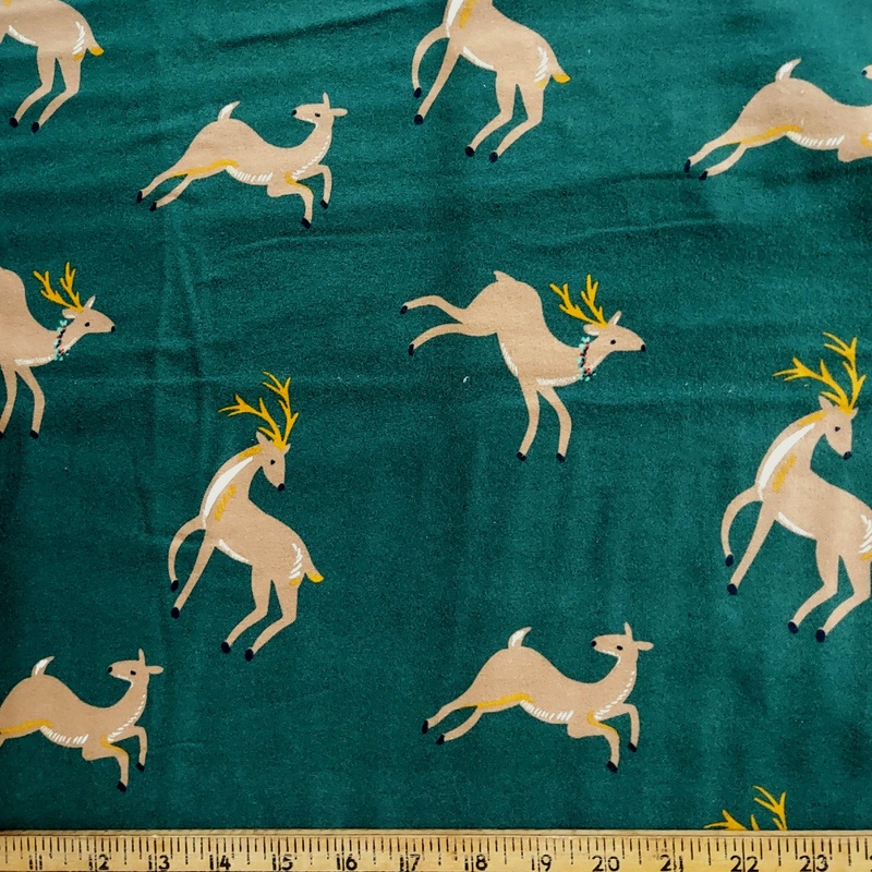 Joann New Traditions Deer Snuggle Flannel Green