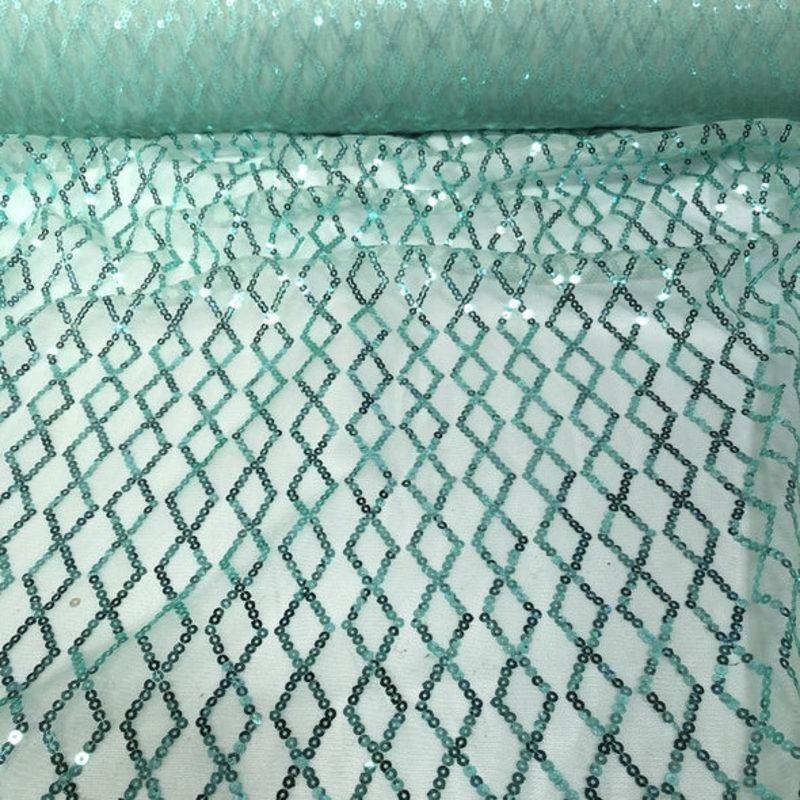 Vortex Sequins Wholesale Fabric in Teal Green