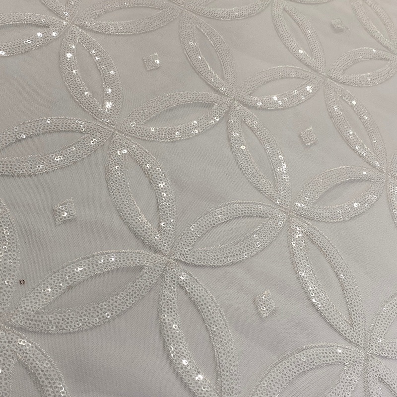 Delano Sequins Wholesale Fabric in White and White