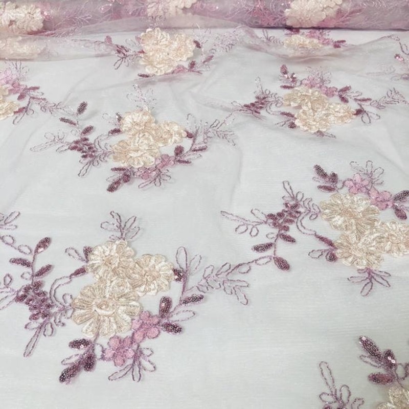 Ribbon Mesh Lace Wholesale Fabric in Blush Mix