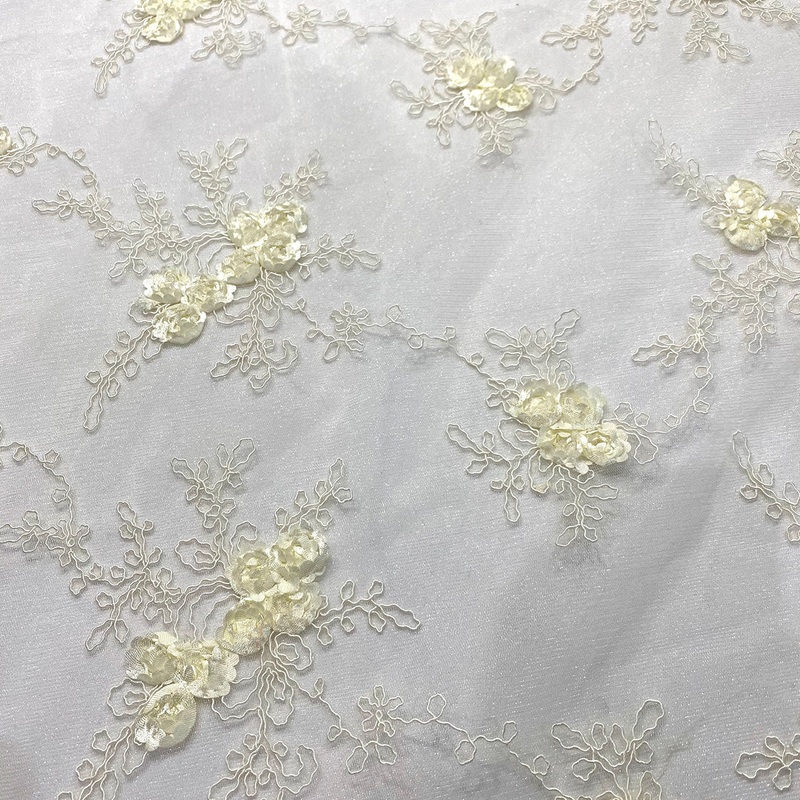 Baby Rose Embroidery Wholesale Fabric in Ivory