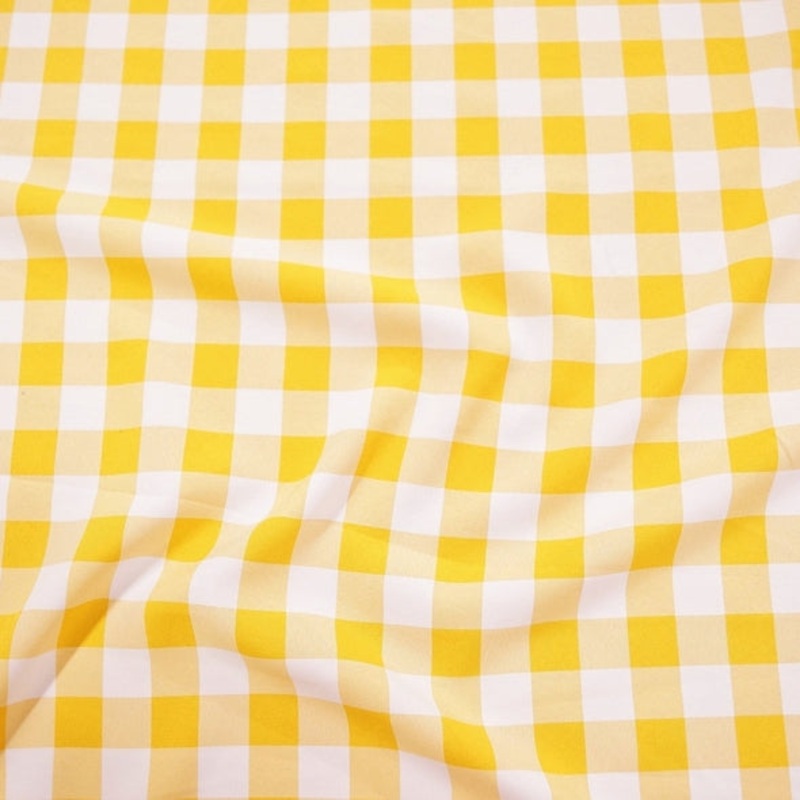 Polyester Checker (Gingham) Wholesale Fabric in Dark Yellow