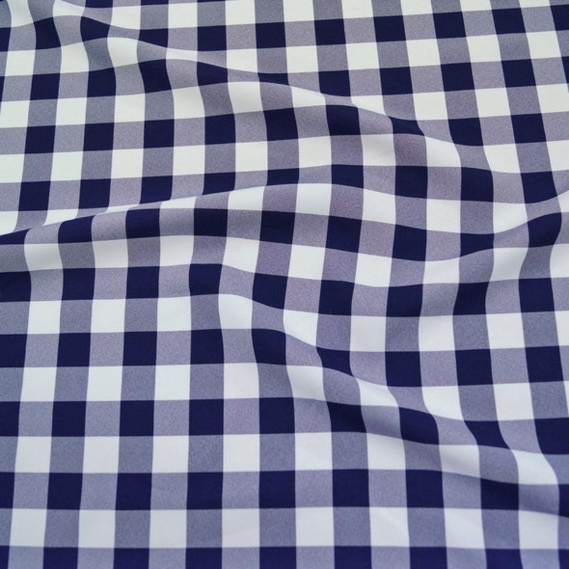 Polyester Checker (Gingham) Wholesale Fabric in Navy