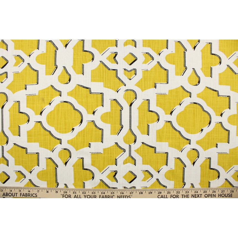 Richloom Artego Fretwork Fabric in Soleil