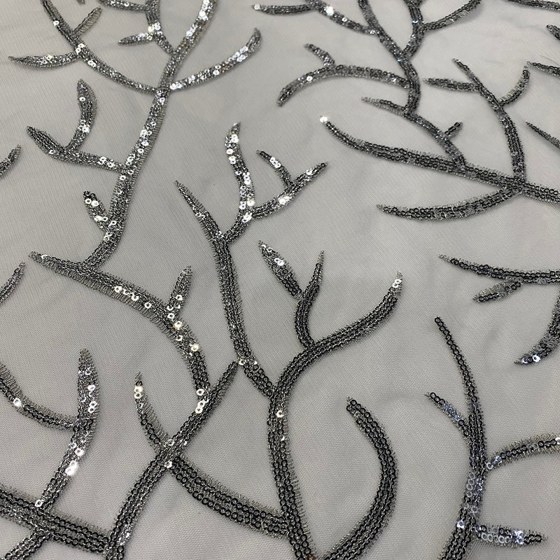 Brooks Sequins Wholesale Fabric in Charcoal