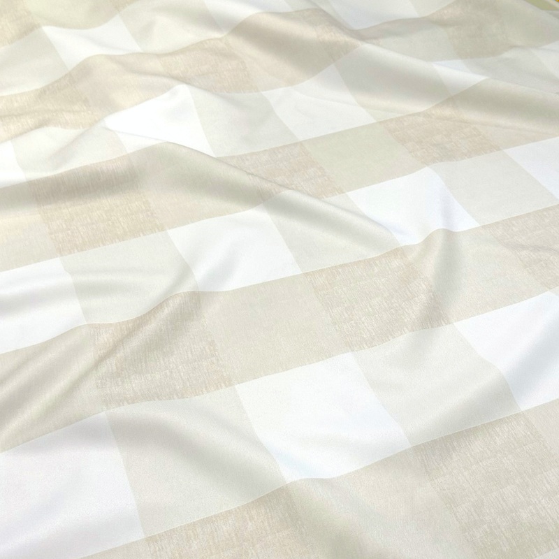 Hampton Checker (Poly Print) Wholesale Fabric in Taupe