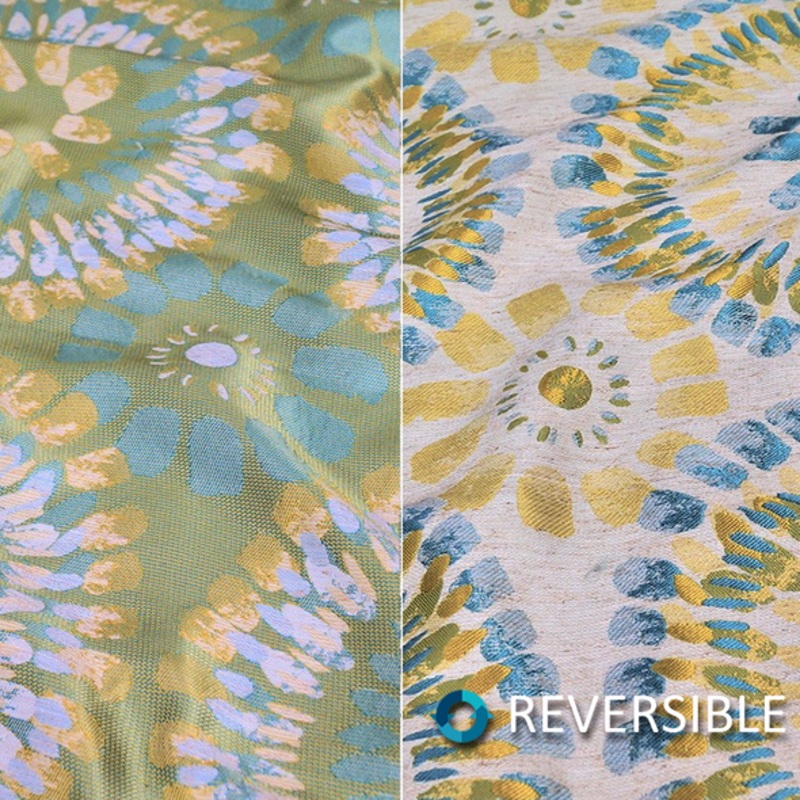 Sundaze Jacquard (Reversible) Wholesale Fabric in Turquoise and Yellow