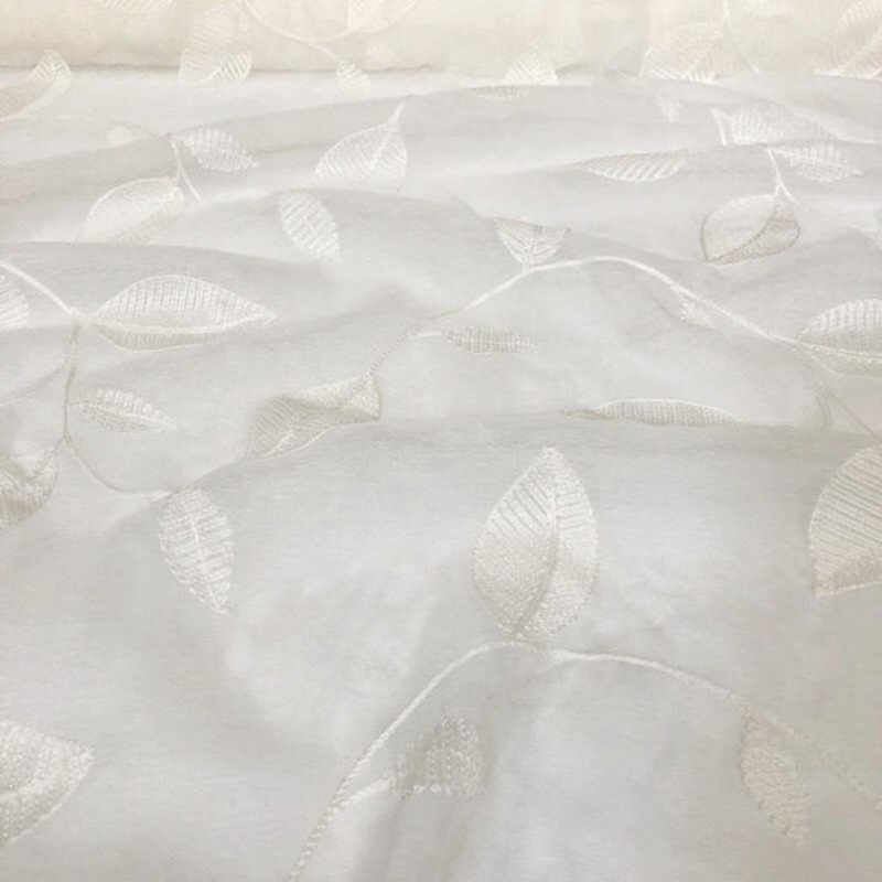 Birch Leaf Wholesale Fabric in White
