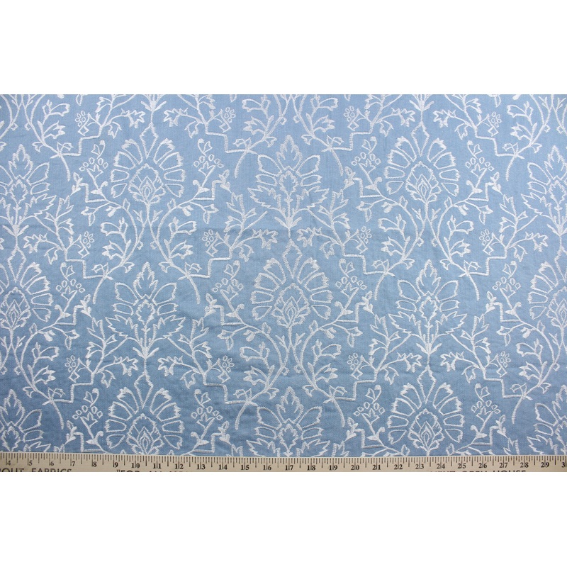 Robert Allen Floral Embordered Fabric in Blue