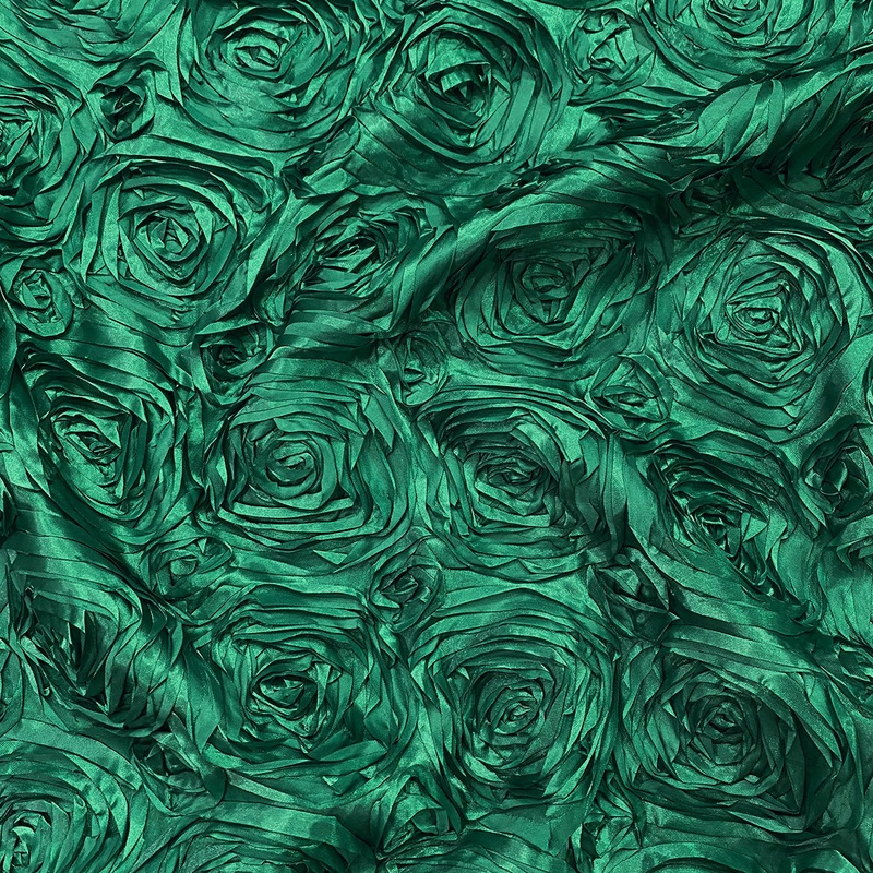 Rose Satin (3D) Wholesale Fabric in Hunter Green