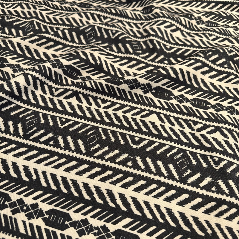Topaz (Poly Print) Wholesale Fabric in Black / Taupe