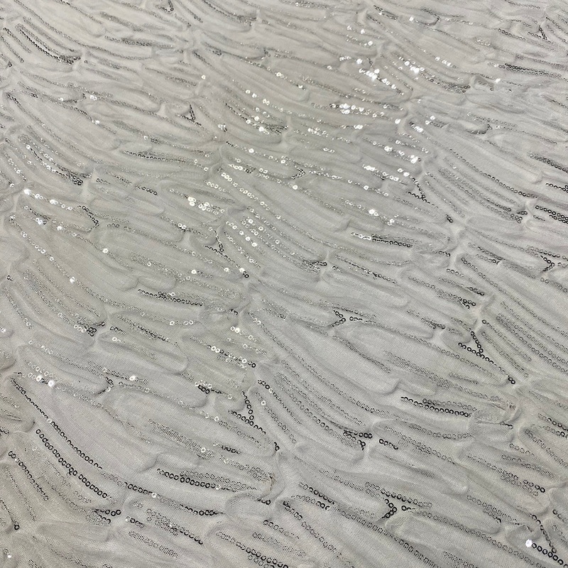 Brilliant Sheer Sequins Wholesale Fabric in White