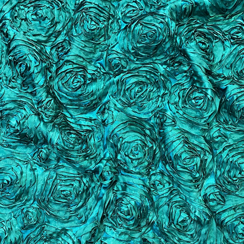 Rose Satin (3D) Wholesale Fabric in Jade