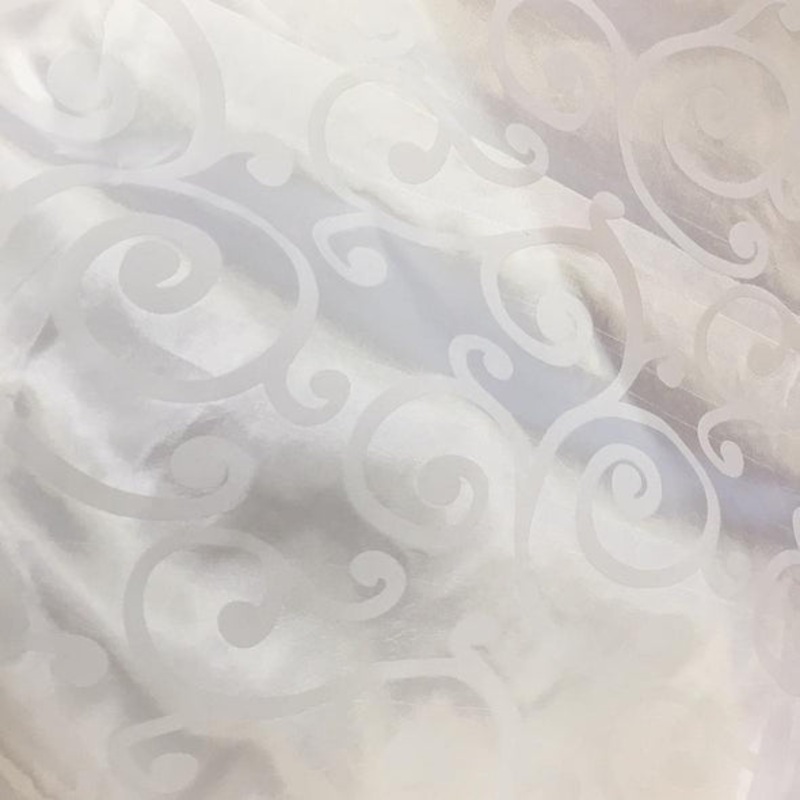 Swirl Flocking Taffeta Wholesale Fabric in  White on White