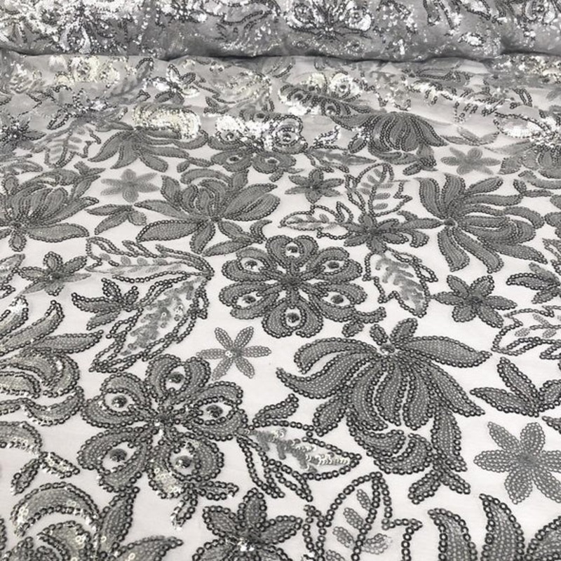 Starlight Sequins Wholesale Fabric in White