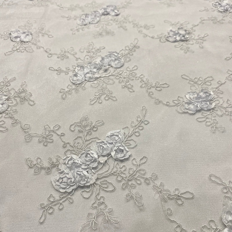 Baby Rose Embroidery Wholesale Fabric in White