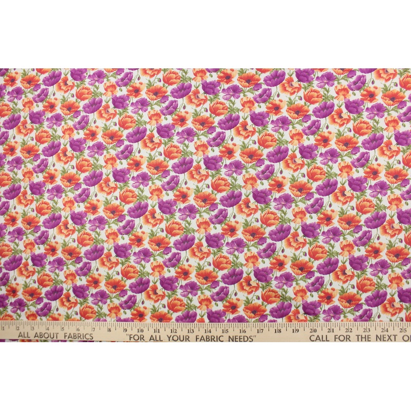 Benartex Poppies in Bloom in Purple