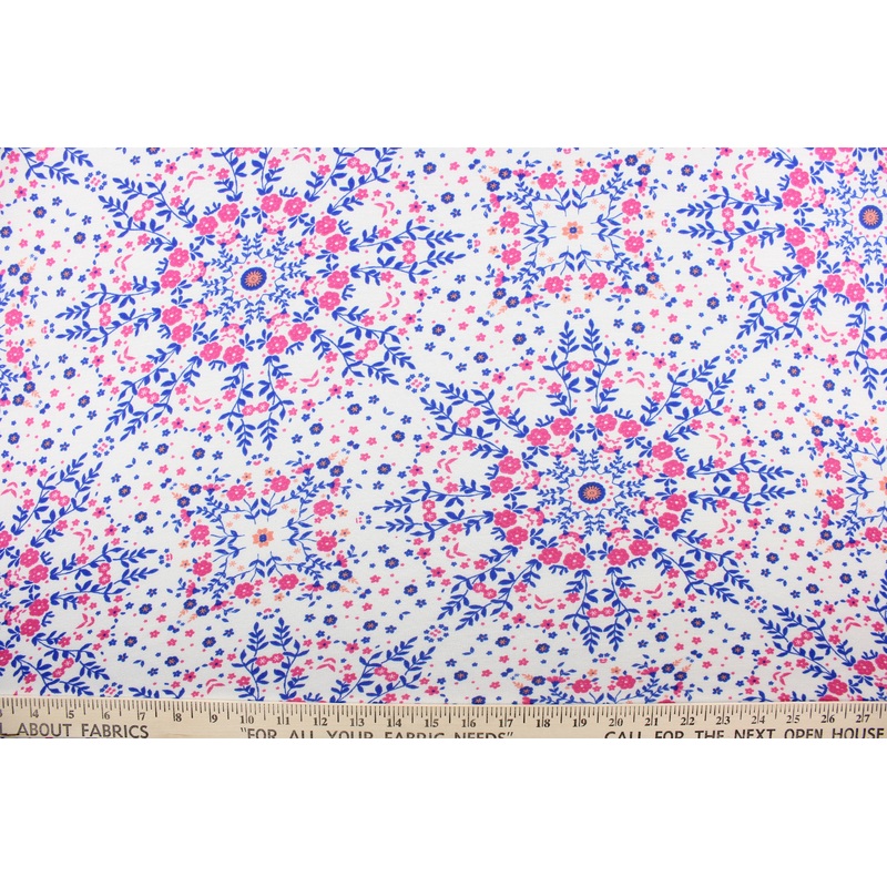 Cotton Lycra Blend Fabric in Suzani Bohemian Petunia