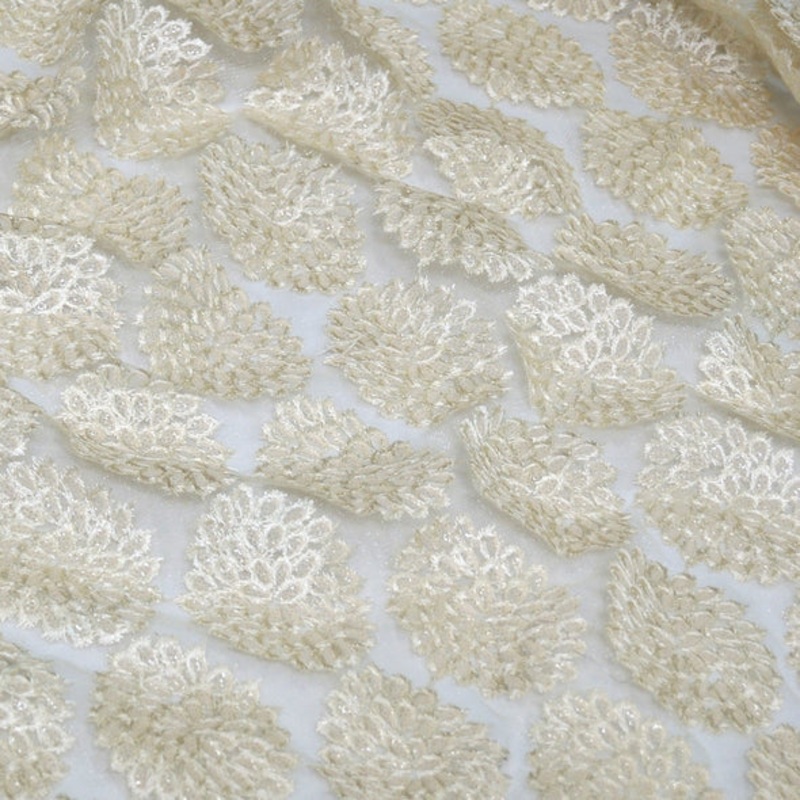 Dahlia Sequins Wholesale Fabric in Ivory