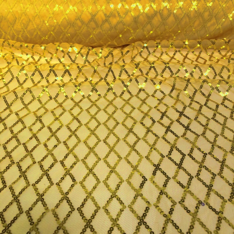 Vortex Sequins Wholesale Fabric in Yellow