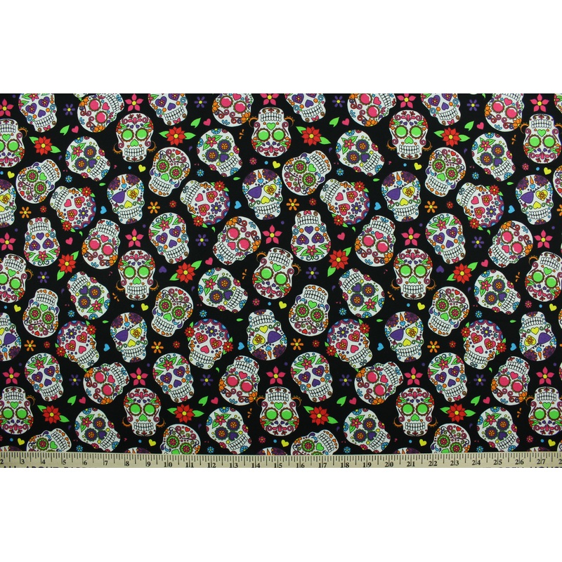 Fabric Editions Spirit Skull in Black 18216