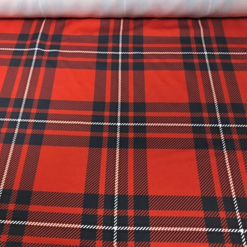 Plaid (Poly Print) Wholesale Fabric in Red and White