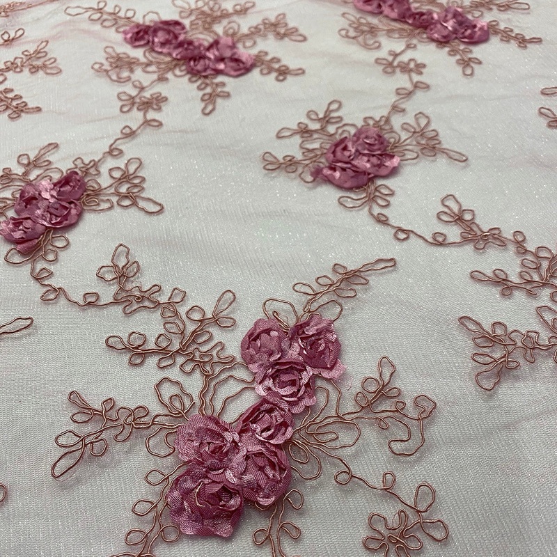 Baby Rose Embroidery Wholesale Fabric in Dusty Rose
