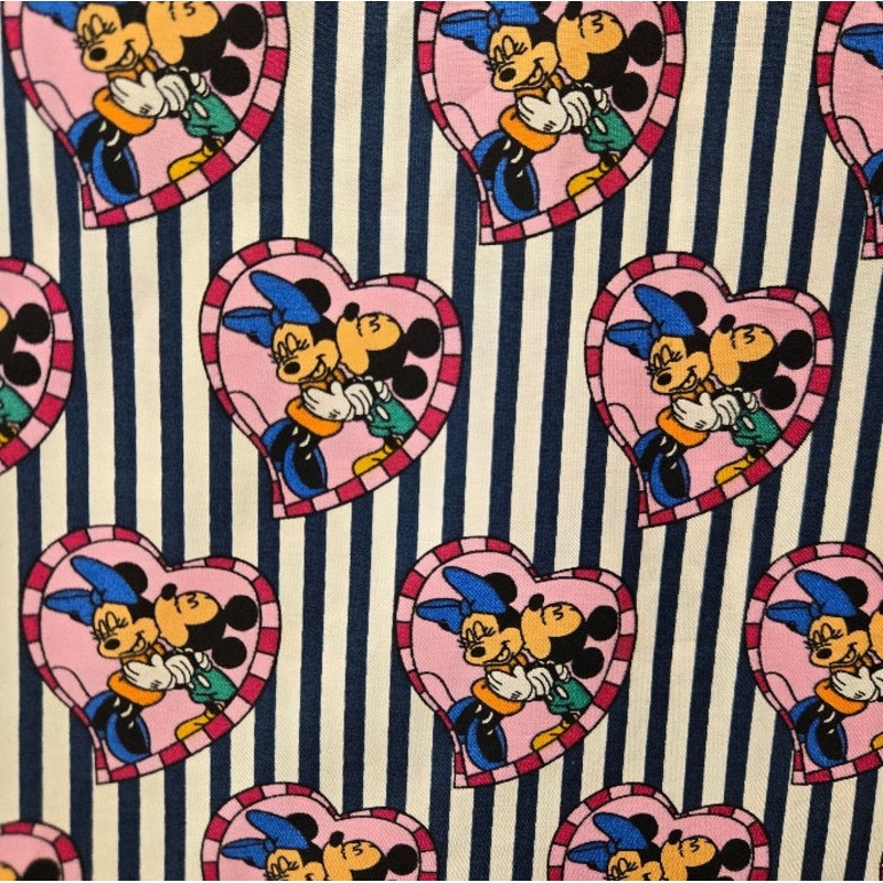 Mickey & Minnie Stripes in Navy & White by Camelot Fabrics