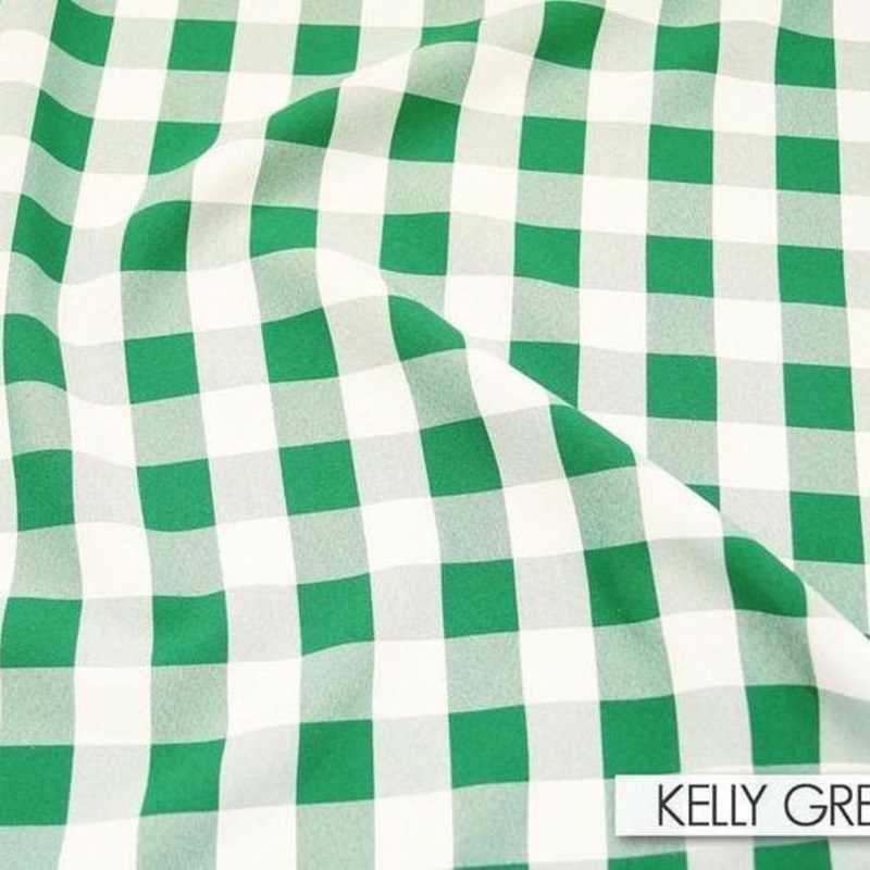 Polyester Checker (Gingham) Wholesale Fabric in Kelly Green
