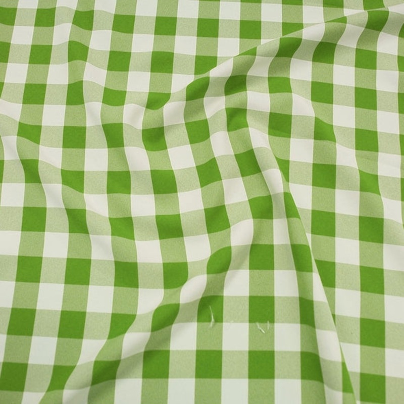 Polyester Checker (Gingham) Wholesale Fabric in Lime