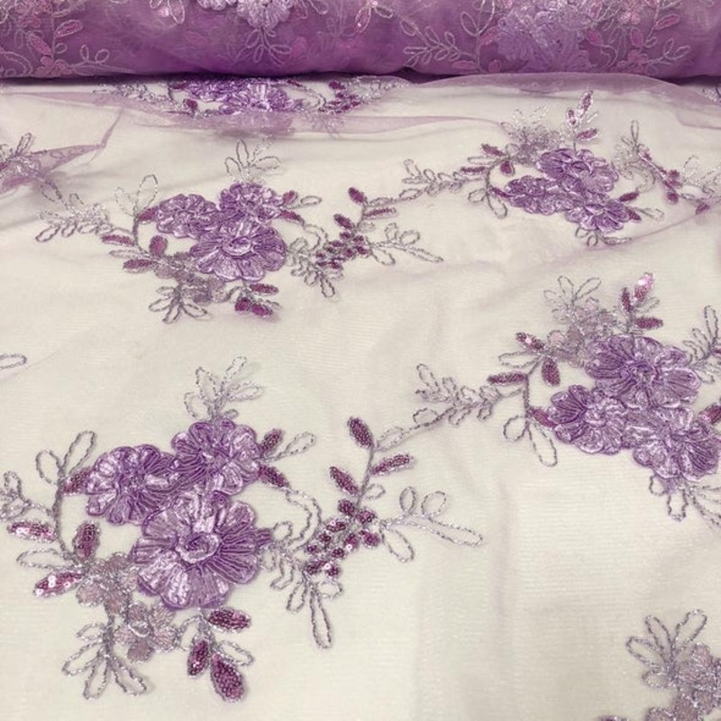 Ribbon Mesh Lace Wholesale Fabric in Lilac