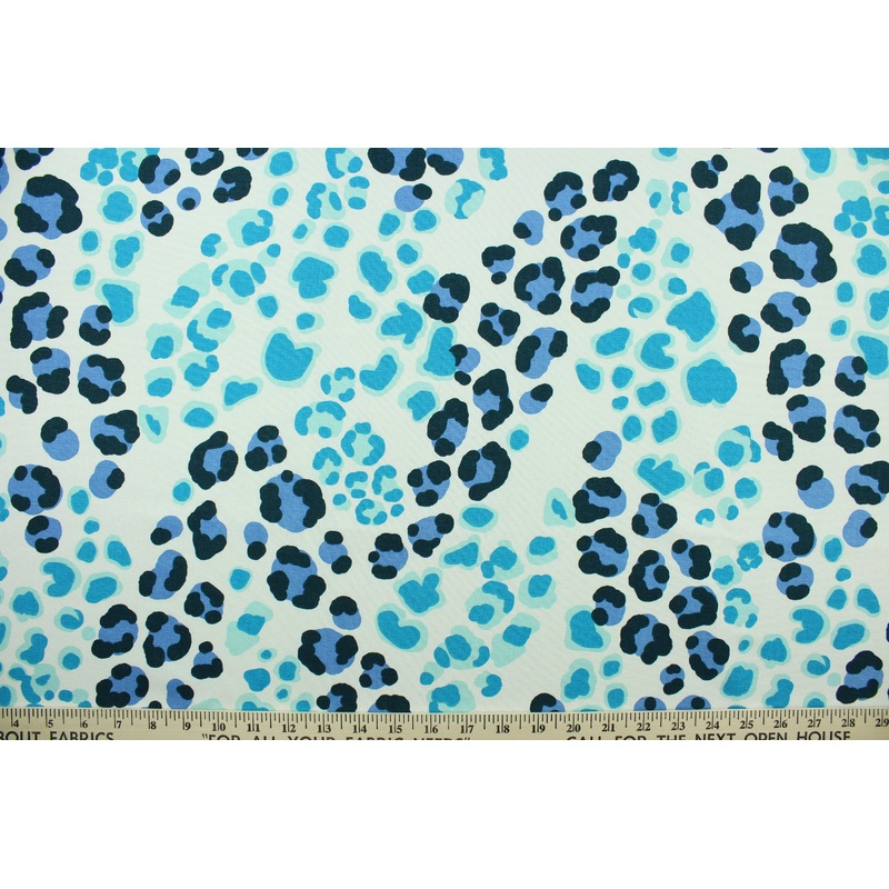 Leopard Print Fabric in Aqua and Blue