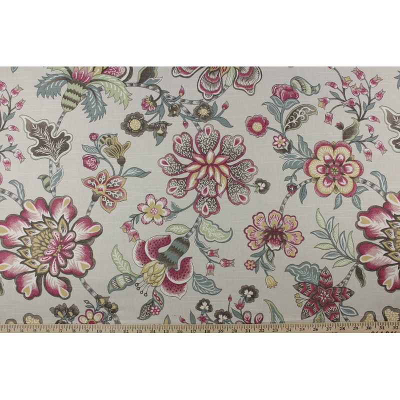 Robert Allen Kyran Vines Jacobean Fabric in Linen