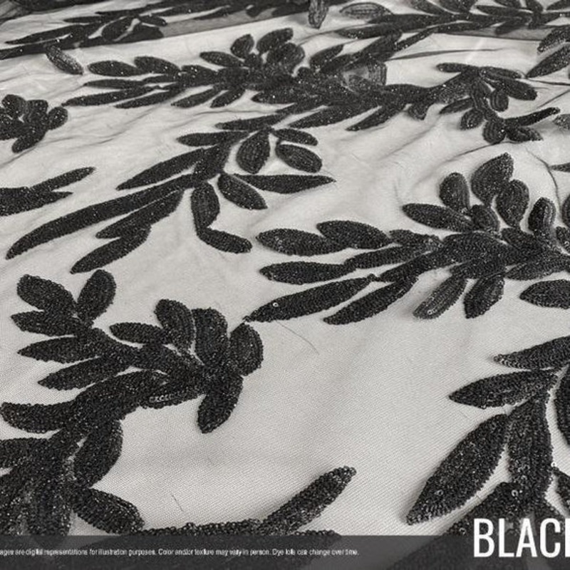 Giselle Sequins Wholesale Fabric in Black