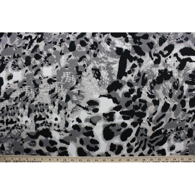 Onyx Ocelot Cat Print Design Fabric in Black