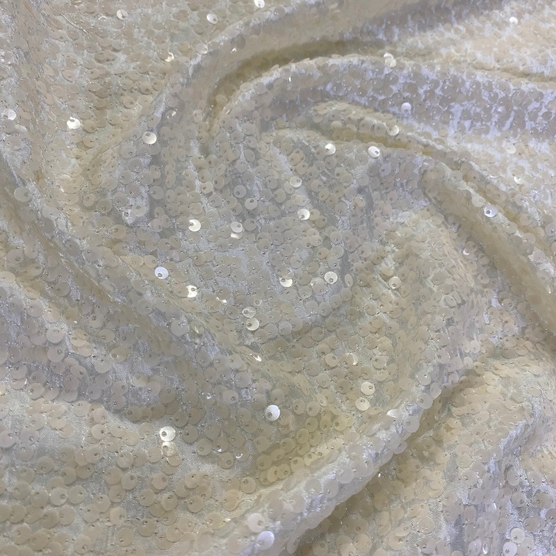 Taffeta Sequins Wholesale Fabric in Ivory