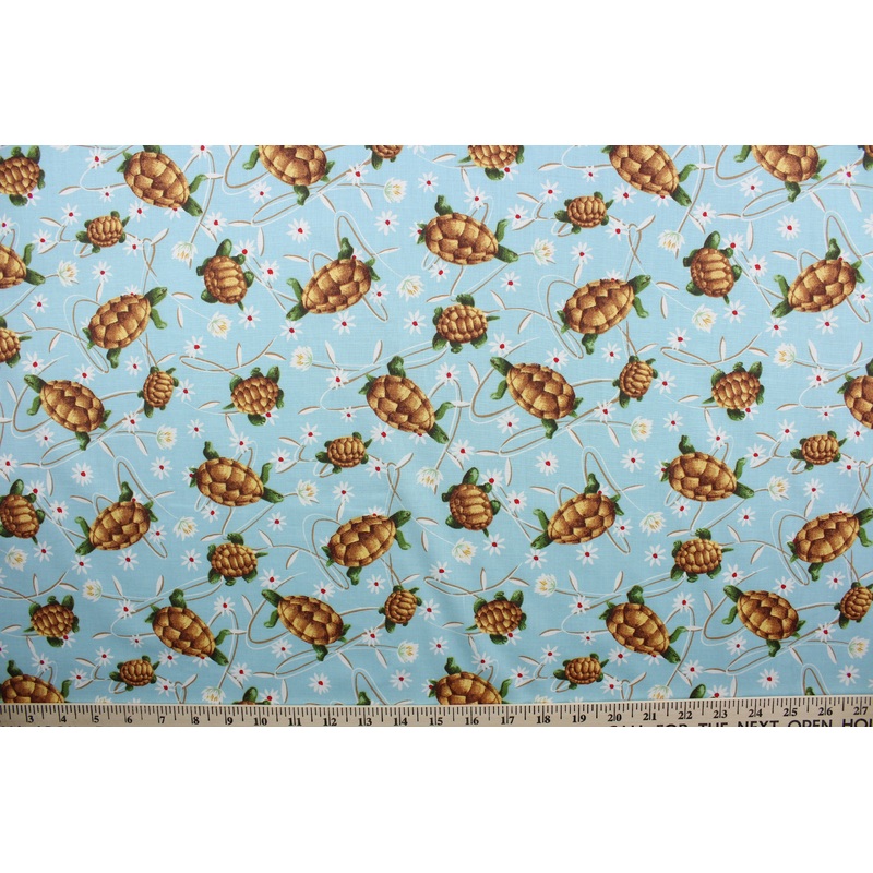 Terrapin Trail Cotton Fabric in Blue