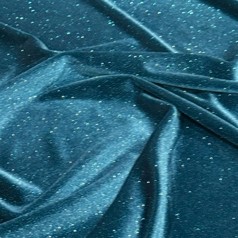 Glitter Velour Wholesale Fabric in Jade