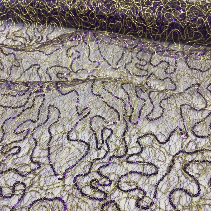 Bedazzle Wholesale Fabric in Purple Gold