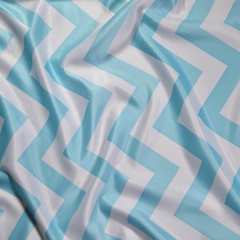 Chevron Print (Lamour) Wholesale Fabric in Turquoise and White