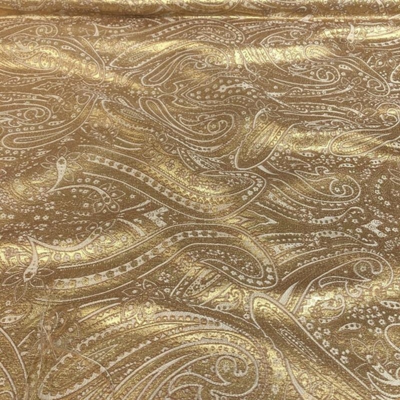 Paisley Jacquard Wholesale Fabric in Gold and Ivory