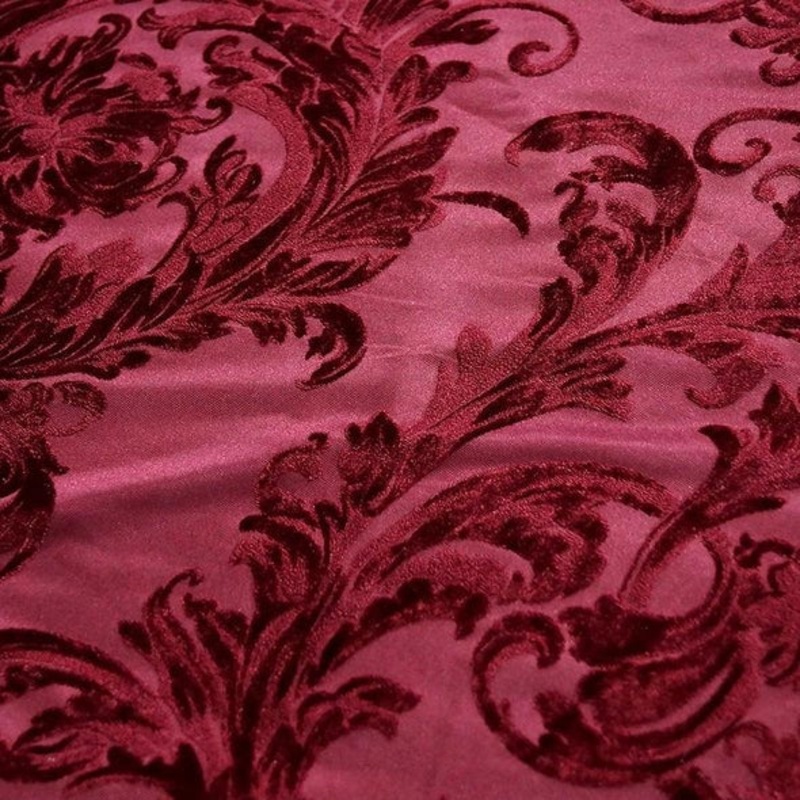 Victorian Jacquard Sheer Wholesale Fabric in Burgundy