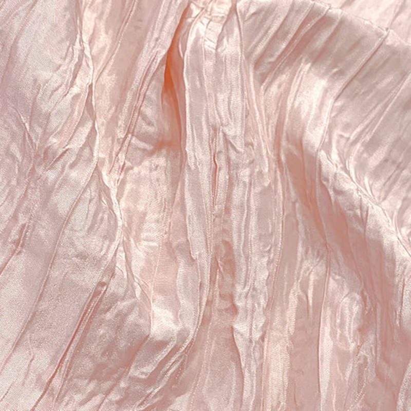 Accordion Taffeta Drapery Panel in Rose Powder