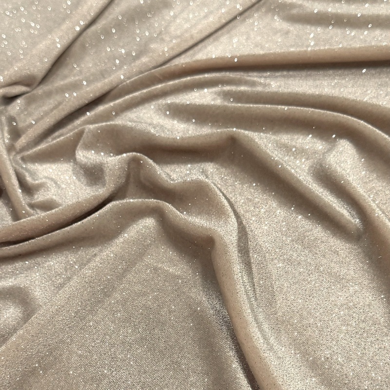Glitter Velour Drapery Panel in Beige
